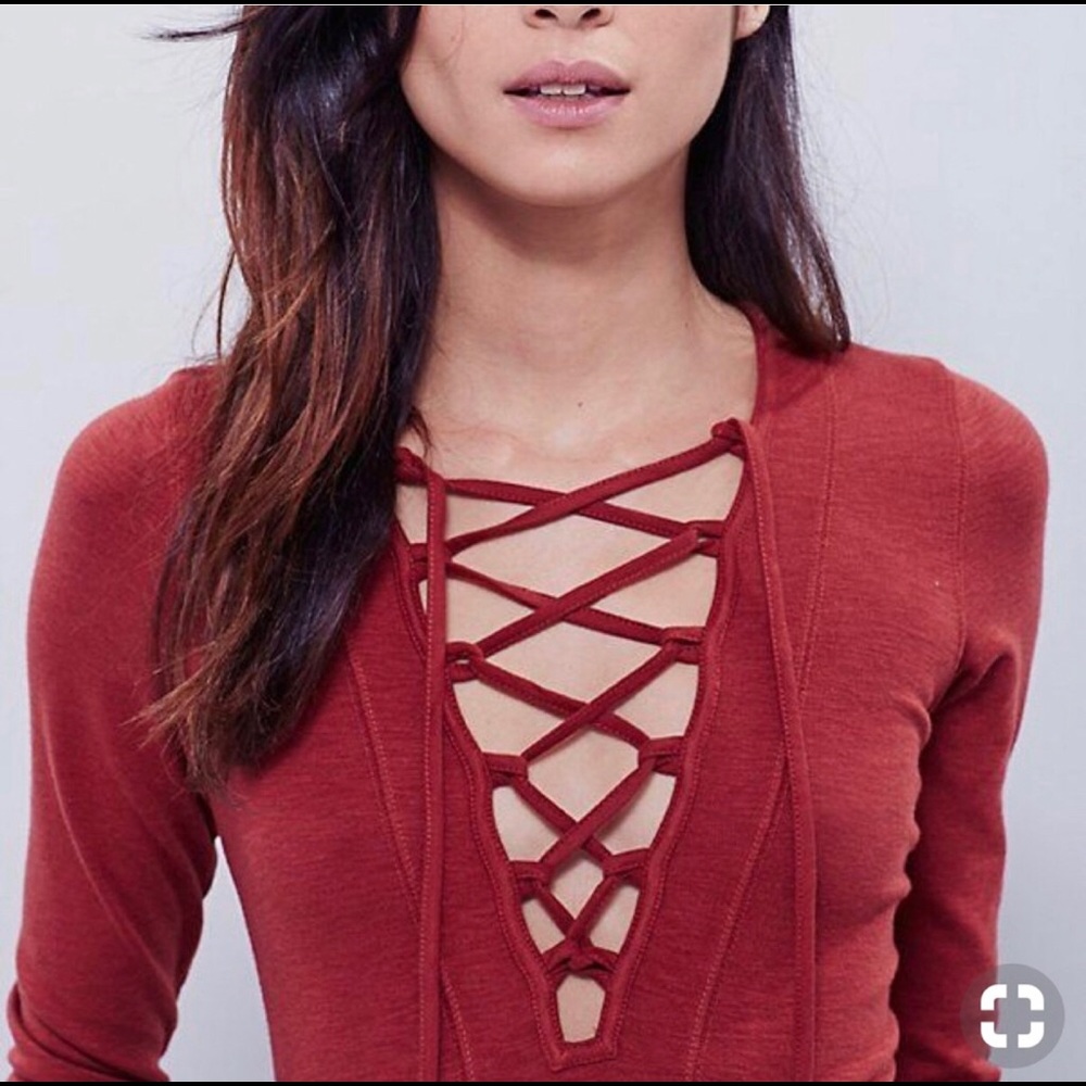 Free People Lace Up Front Long Sleeve